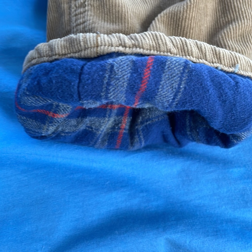 Flannel lined Tan corduroy Oshkosh B’gosh overalls - Picture 3 of 6